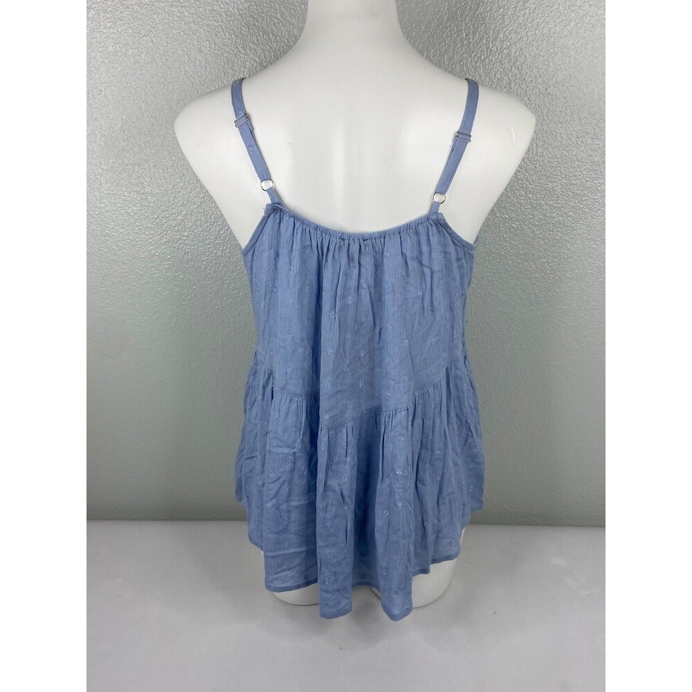 GiGiO Women Medium Blue Babydoll Top Semi Sheer Ribbed Strappy NWT - Picture 5 of 9